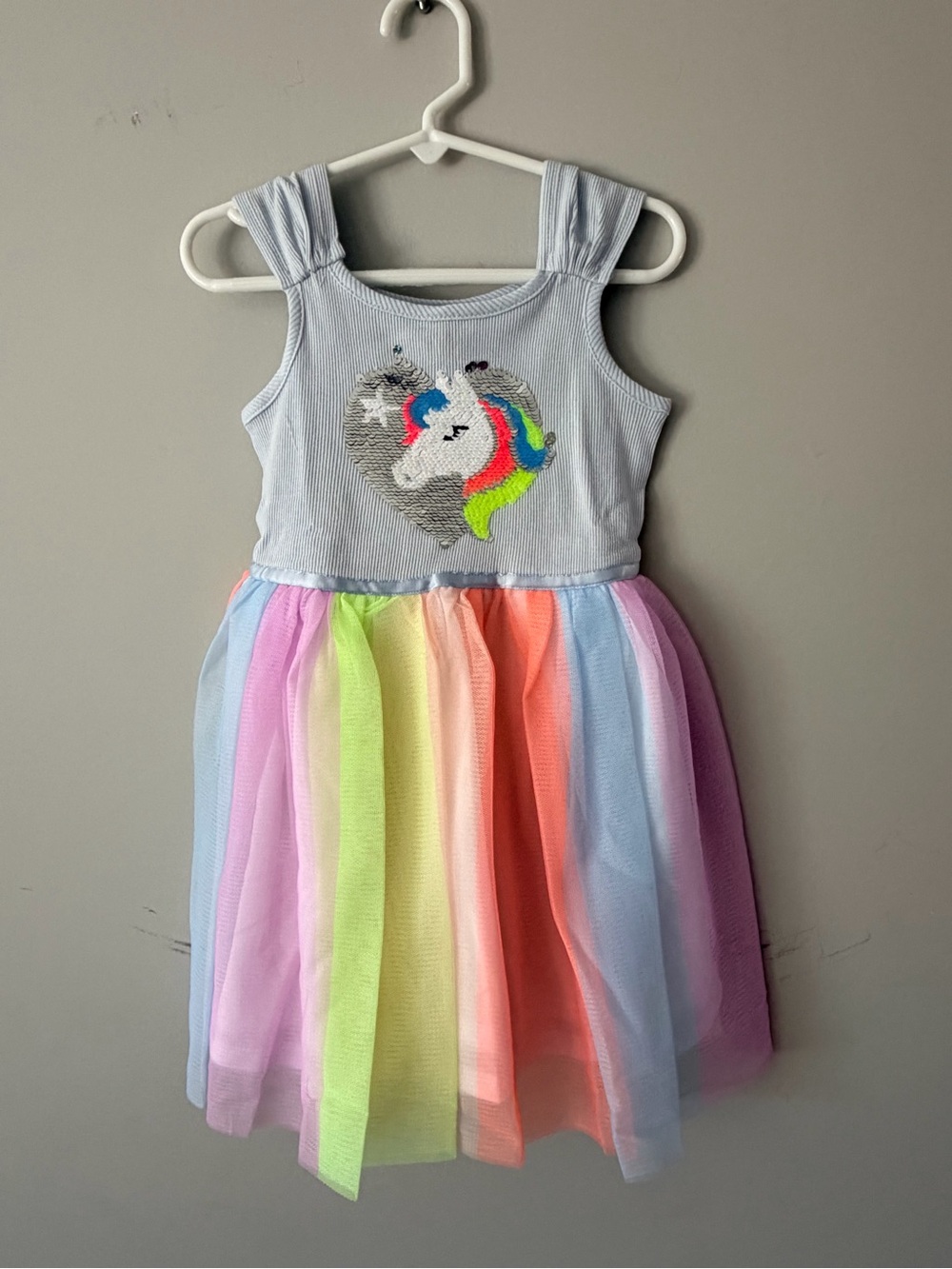 Zunie Sequin + Pastel Rainbow Tulle Dress (Size 4)